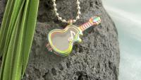 Anodized Stainless Steel Inner Glass Guitar Locket Pendant