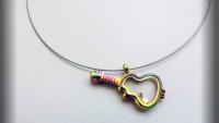 Anodized Stainless Steel Inner Glass Guitar Locket Pendant