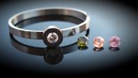 Unique Stainless Steel Stud Bangle With Interchangeable Gems