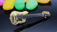 Bass Guitar Pin Badge With Real Strings