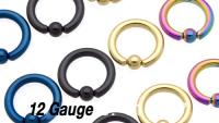BCR Rings 12G - Titanium Stainless Steel BCR Rings - Choice of Colours