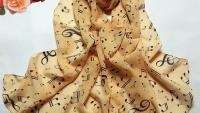 Ladies Musical Note Chiffon Neck Scarf