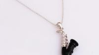 Saxophone Necklace Silver & Black