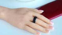 Black Crystal Titanium Ring - Unisex