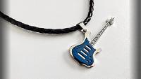 Blue Electric Guitar Pendant Stainless Steel