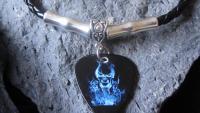 Guitar Pick Choker Necklace With Skull Theme