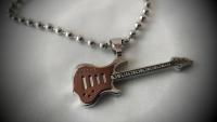 Bronze 2 tone guitar pendant