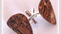 Guitar Pick Cufflinks - Bronze Pearl Style