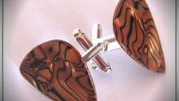 Guitar Pick Cufflinks - Bronze Pearl Style