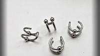 Steel Double Hoop Cartilage Clip On with Balls