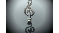 Music G Clef Brooch With Crystal Stones