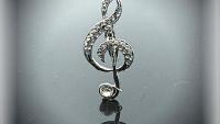 Music G Clef Brooch With Crystal Stones