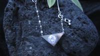 Crystal Circle Triangle Musical Treble Clef Note Charm Necklace w/ CZ
