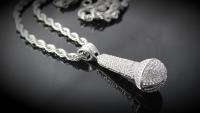 Crystal Microphone Pendant - Large Statement Size!