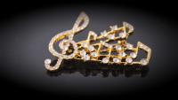 Music Note and Clef Brooch with Austrian Crystals