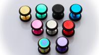 Fake Ear Plug Ear Stretcher - Bright Titanium Colours.