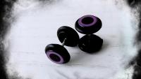 Fake Ear Plug with O Ring - Stainless Steel Black & Purple