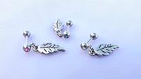 Falling Feather Dangle Cartilage Piercing Earrings