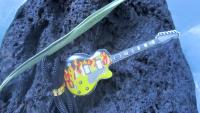 Flashing Guitar Necklace with Flames