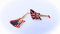 Gibson Explorer Guitar Pin Badge - Union Jack & American Flag