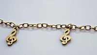 Treble Clef Gold Sandblasted Link Bracelet /Anklet