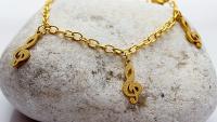 Treble Clef Gold Sandblasted Link Bracelet /Anklet