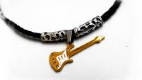 Gold Guitar Pendant  with White Scratch Plate