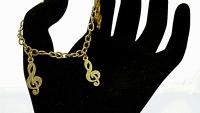 Treble Clef Gold Sandblasted Link Bracelet /Anklet