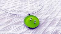 Lemon Green Circle Pendant With Music Notes