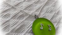 Lemon Green Circle Pendant With Music Notes