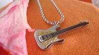 Guitar Pendant 3 tone Stainless Steel with Fancy Scratch Plate