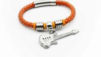 Guitar Dangle Leather & Steel Bracelet - Customisable