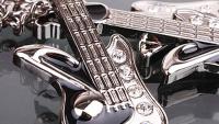 Guitar Keyring - Guitar Shaped Keychain Black with Crystal