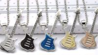 Titanium Guitar Pendants On Ball Chain - Choice of Colour and Chain