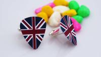 Guitar Pick Cufflinks - British Flag & American Flag - Patriotic Cufflinks