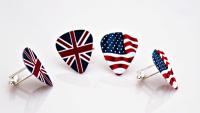 Guitar Pick Cufflinks - British Flag & American Flag - Patriotic Cufflinks