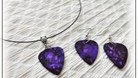 Guitar Pick Choker Necklace and Earring Set