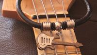 Guitar Dangle Leather & Steel Bracelet - Customisable