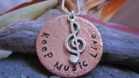 Keep Music Live - Hammered and Distressed Bronze Pendant