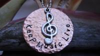 Keep Music Live - Hammered and Distressed Bronze Pendant