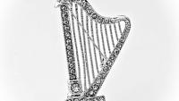 Harp Pin Brooch With Crystal