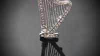 Harp Pin Brooch With Crystal