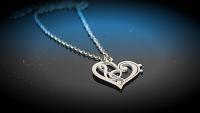 Heart Necklace with Bass and Treble Clef Fusion