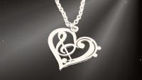 Heart Necklace with Bass and Treble Clef Fusion