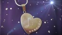 Valentines Heart Pendant in Stainless Steel with Music Note