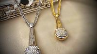 Microphone Necklace Hip Hop Crystal