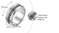 Piano Note Stainless Steel Ring With Spin Design