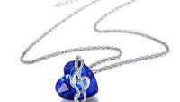 Blue Heart Crystal Music Note Necklace