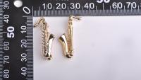 Saxophone Brooch - Gold with Crystal Stones