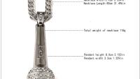 Microphone Necklace  Large Hip Hop /Rapper -Gold or Silver